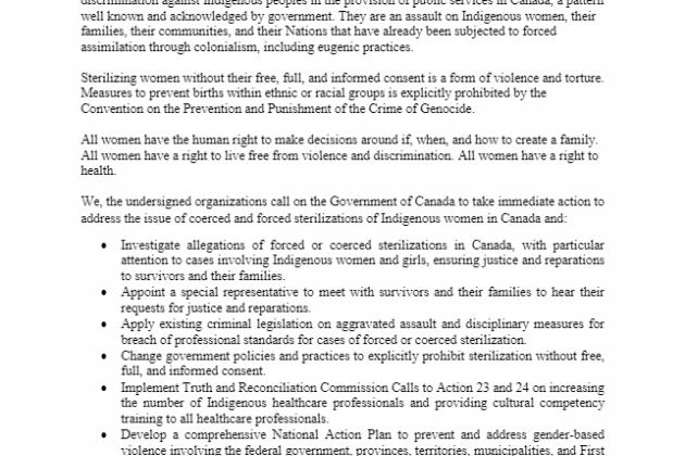 Forced sterilization of Indigenous Women What you can do Action